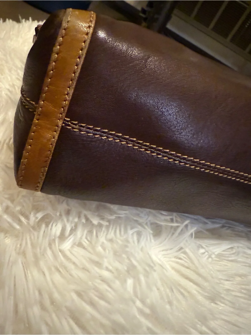 Celine Vintage Brown Leather Toiletry Bag with Tan Trim - Picture 9 of 11